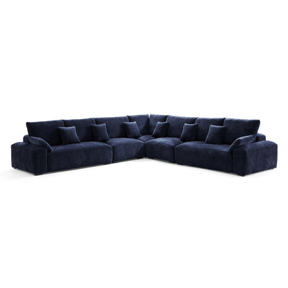Lifestyle living room chenille soft comfortable corner sofa