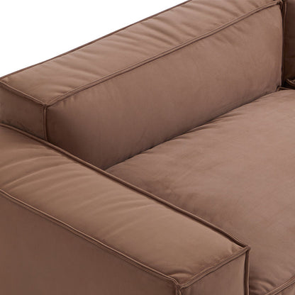 Wooden Frame Matt Fabric 4-Seater Double Chaise Sofa Bed