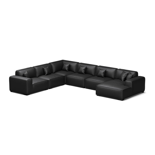 Home office living room genuine leather U shape sectional sofa