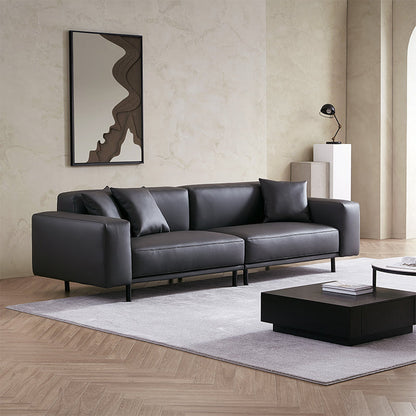 Dark Gray Genuine Leather Modular 4 seater Sofa