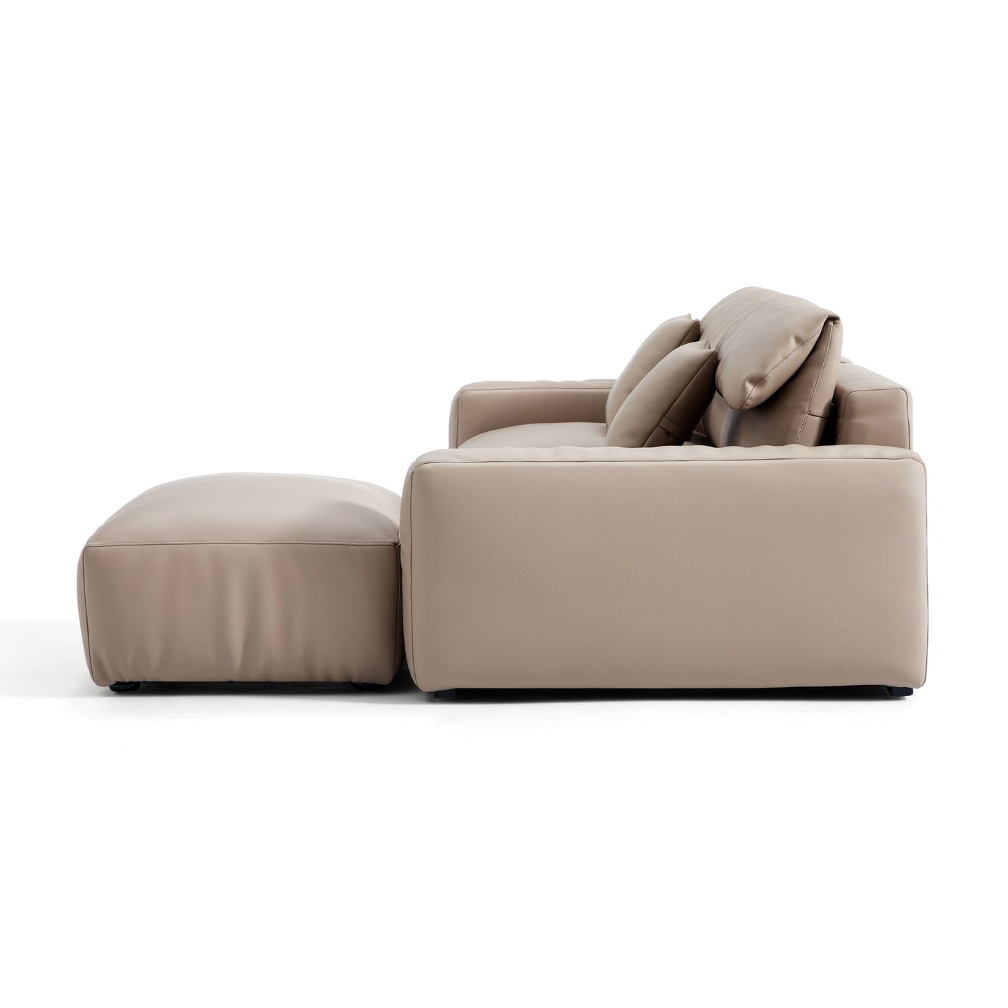 Living Room Furniture Genuine Leather Feather Sofa with Ottomans