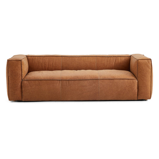 Modern brown top grain leather 3-Seater upholstery sofa