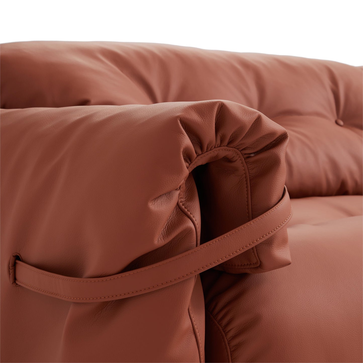 4-Seater Reddish Brown Genuine Leather Modular Cozy Sofa