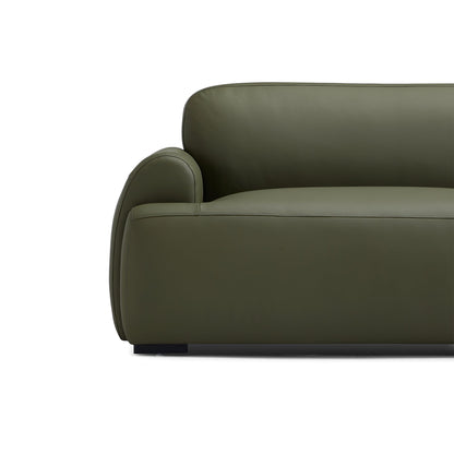 Middle back sponge filled sofa genuine leather cover modular 4 seater sofa olive