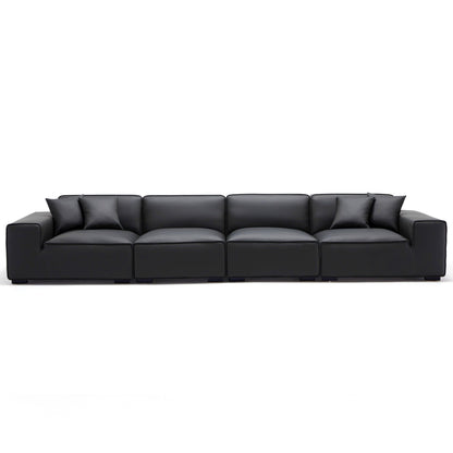 Modern style black genuine leather modular sofa