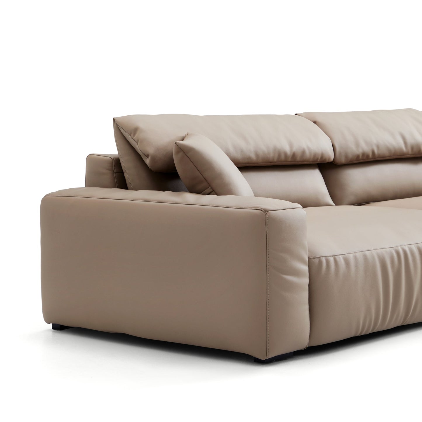 Genuine Leather U-Shape Modular Sectional Sofa with Double Chaise