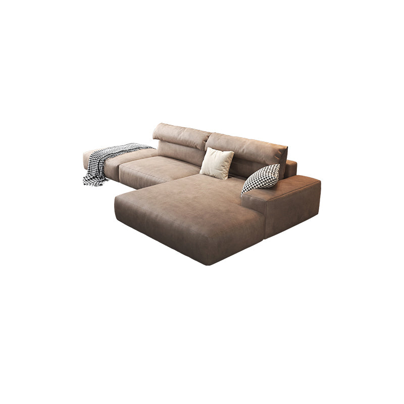 Hi-tech fabric brown chaise l shape sectional sofa