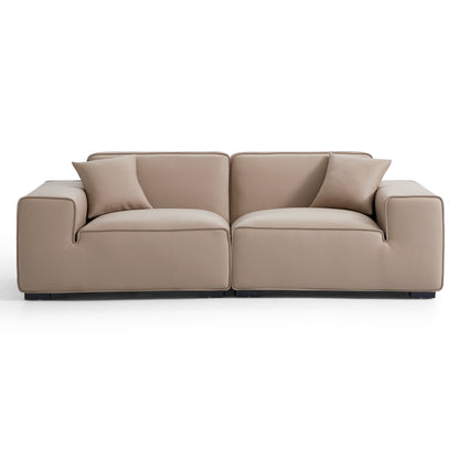 Real leather khaki modular 3 pieces sofa sets