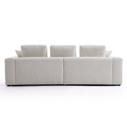 4-Seater White Linen Upholstery Modular Sofa
