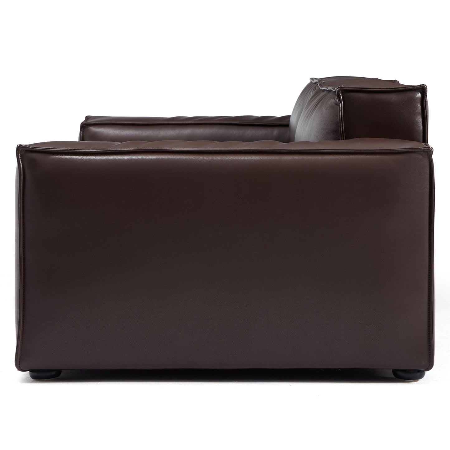 I-Shaped 4-Seater Genuine Leather Modular Sofa with Wide Sofa Cushion