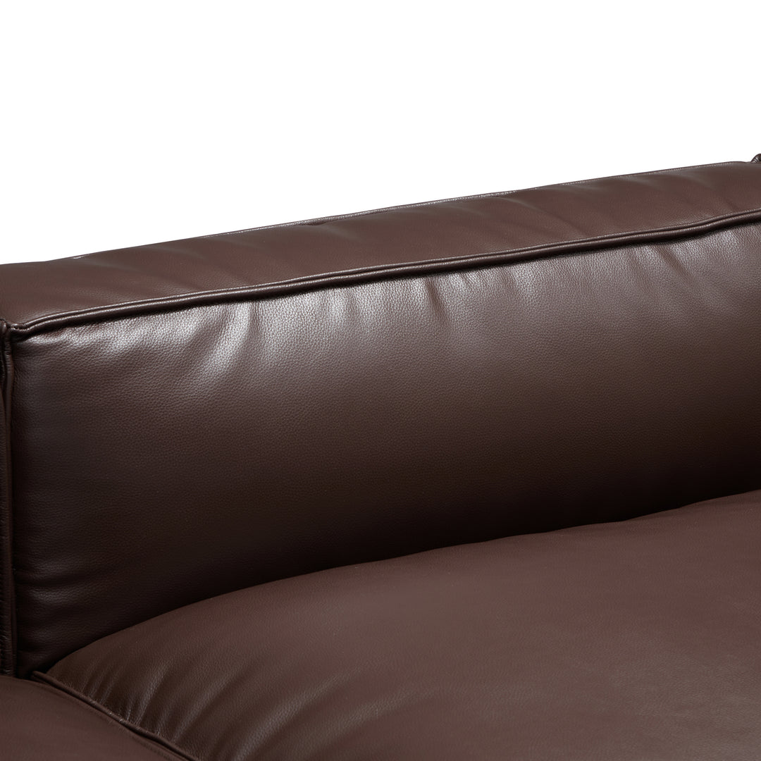Dark brown real genuine leather sectional u shape sofa