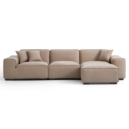 Genuine leather upholstery sofa with ottoman