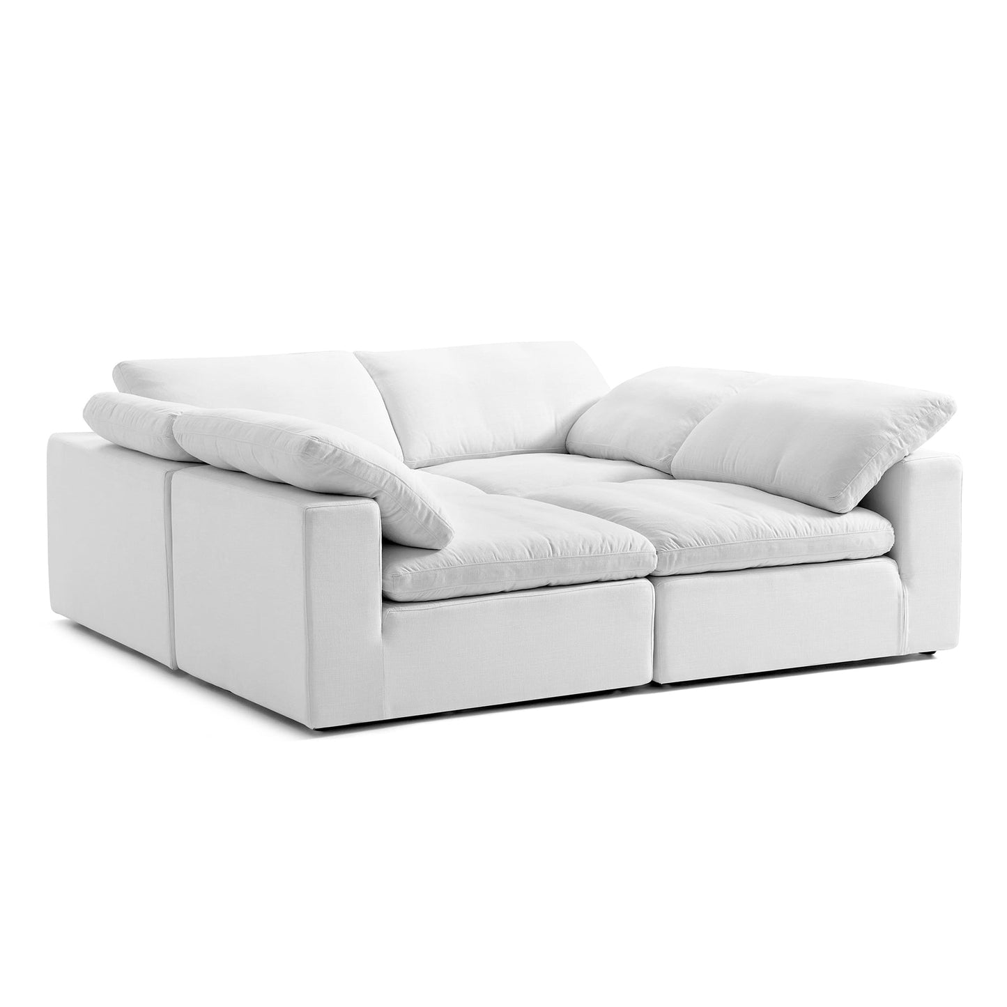 Modular White Fabric Easy Remove Linen Cover Sofa Bed
