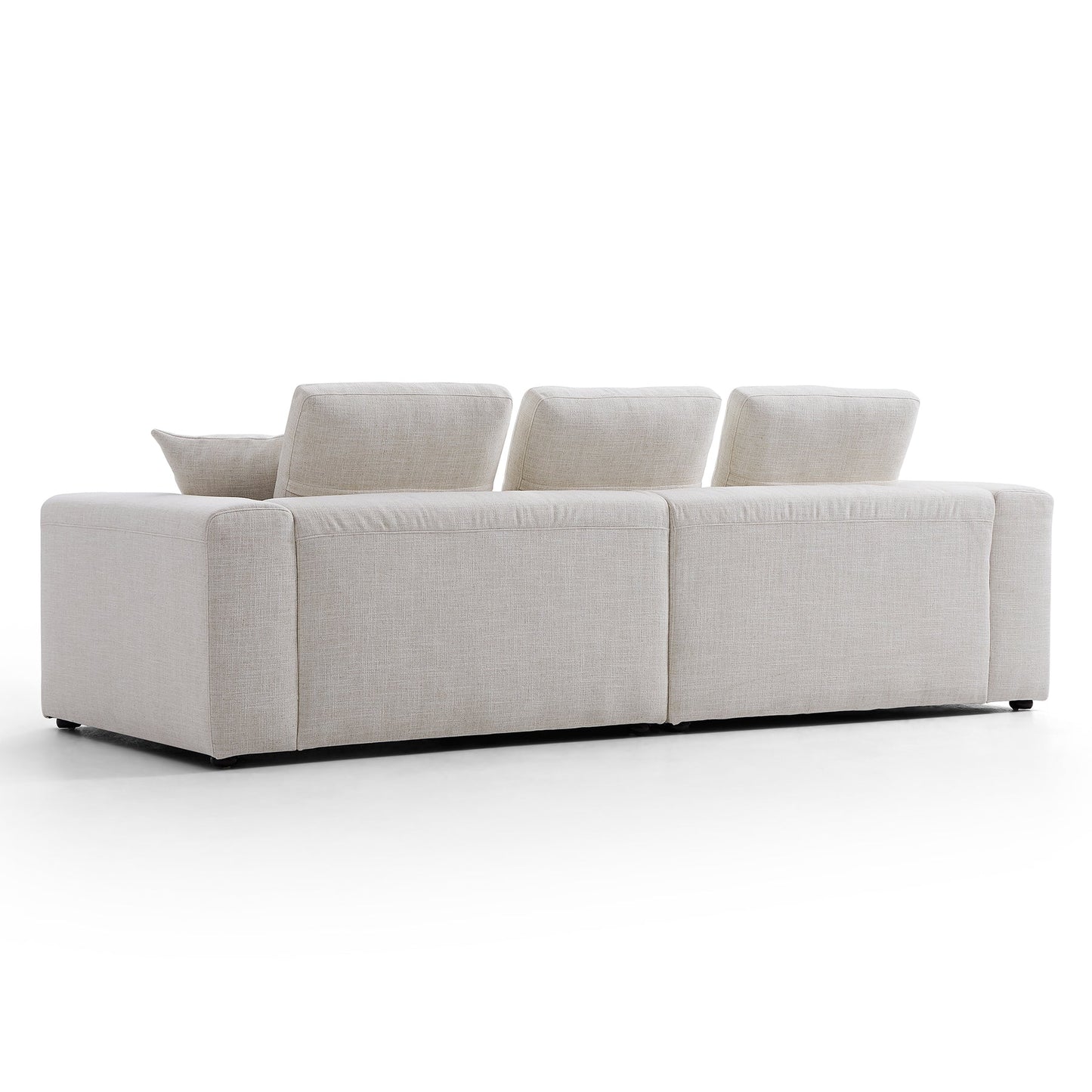 4-Seater White Linen Upholstery Modular Sofa
