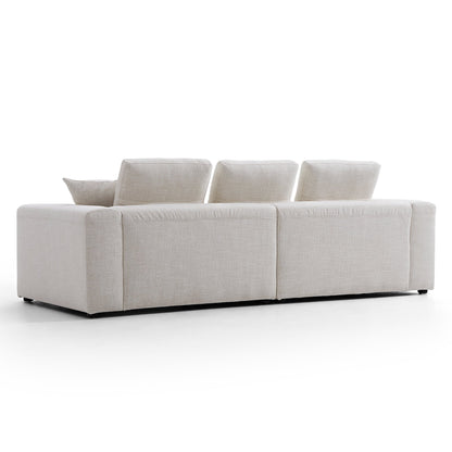 4-Seater White Linen Upholstery Modular Sofa