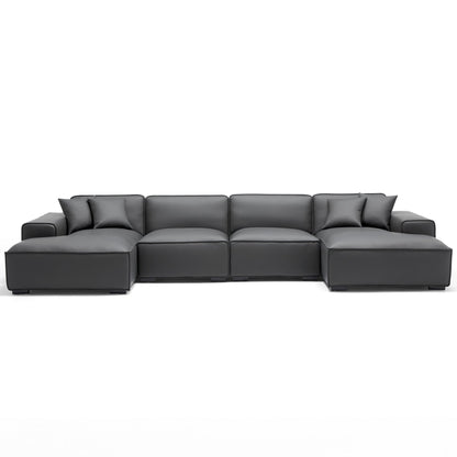 Comfortable down filled genuine leather cover u shape sofa