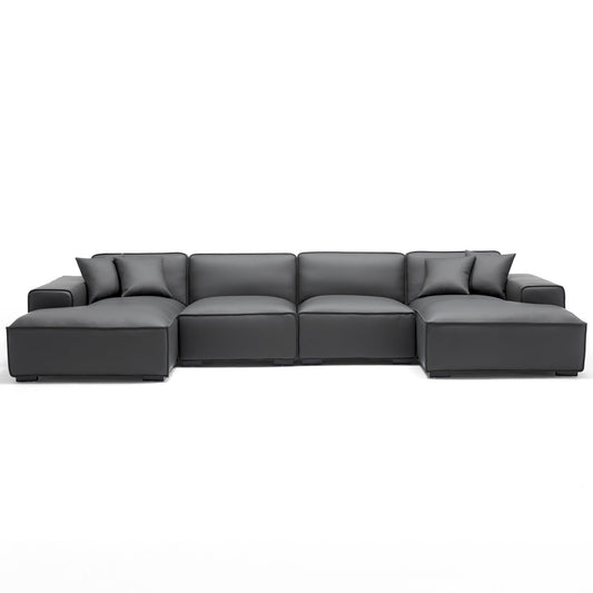 Comfortable down filled genuine leather cover u shape sofa