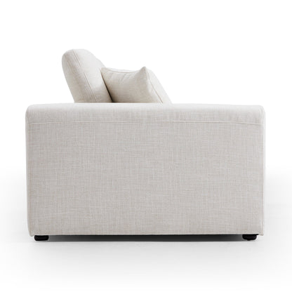 4-Seater White Linen Upholstery Modular Sofa