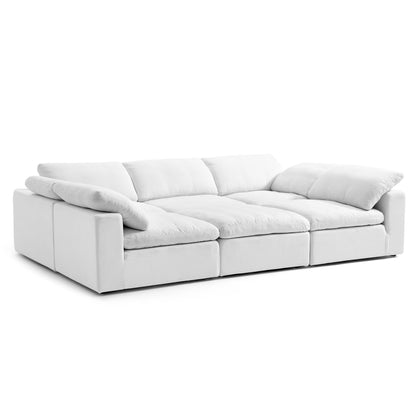 Modular White Fabric Easy Remove Linen Cover Sofa Bed