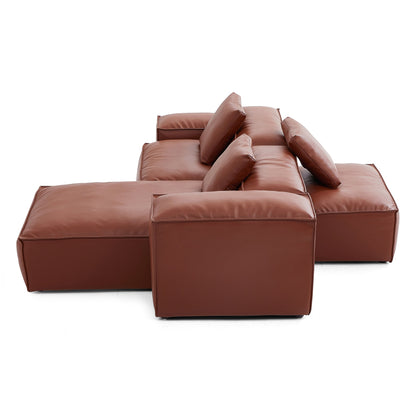 Italian Style Modular Chaise Lounge Double Side Leather Sofa
