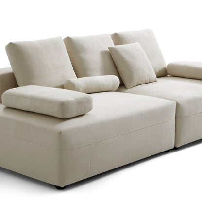 Apartment cloud beige matte fabric couch modular sofa