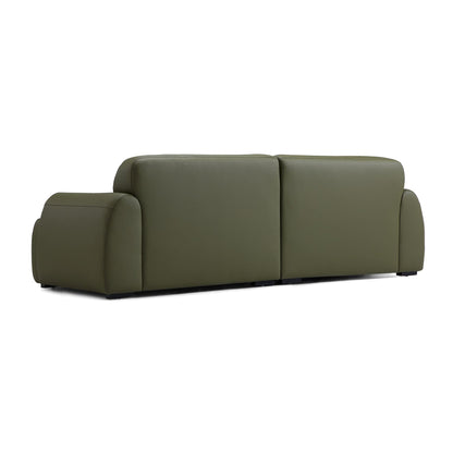 Middle back sponge filled sofa genuine leather cover modular 4 seater sofa olive