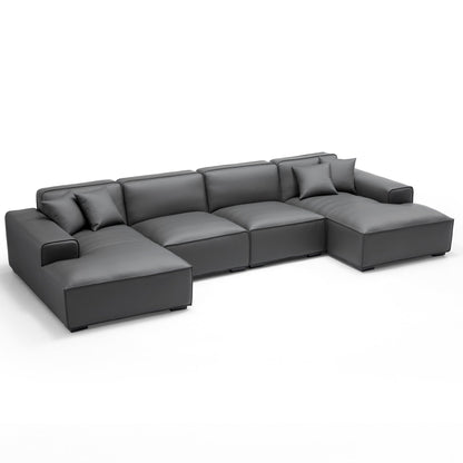 Comfortable down filled genuine leather cover u shape sofa