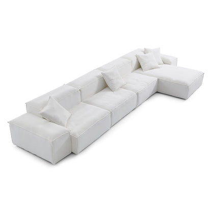Cozy Natural Linen Fabric Removable Cover Sectional Sofa