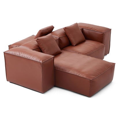 Italian Style Modular Chaise Lounge Double Side Leather Sofa