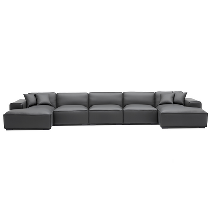 Comfortable down filled genuine leather cover u shape sofa