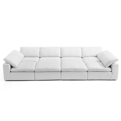 Modular White Fabric Easy Remove Linen Cover Sofa Bed