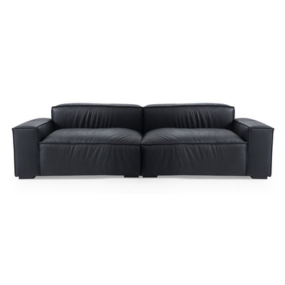 Low back black genuine leather extra large designer sofa