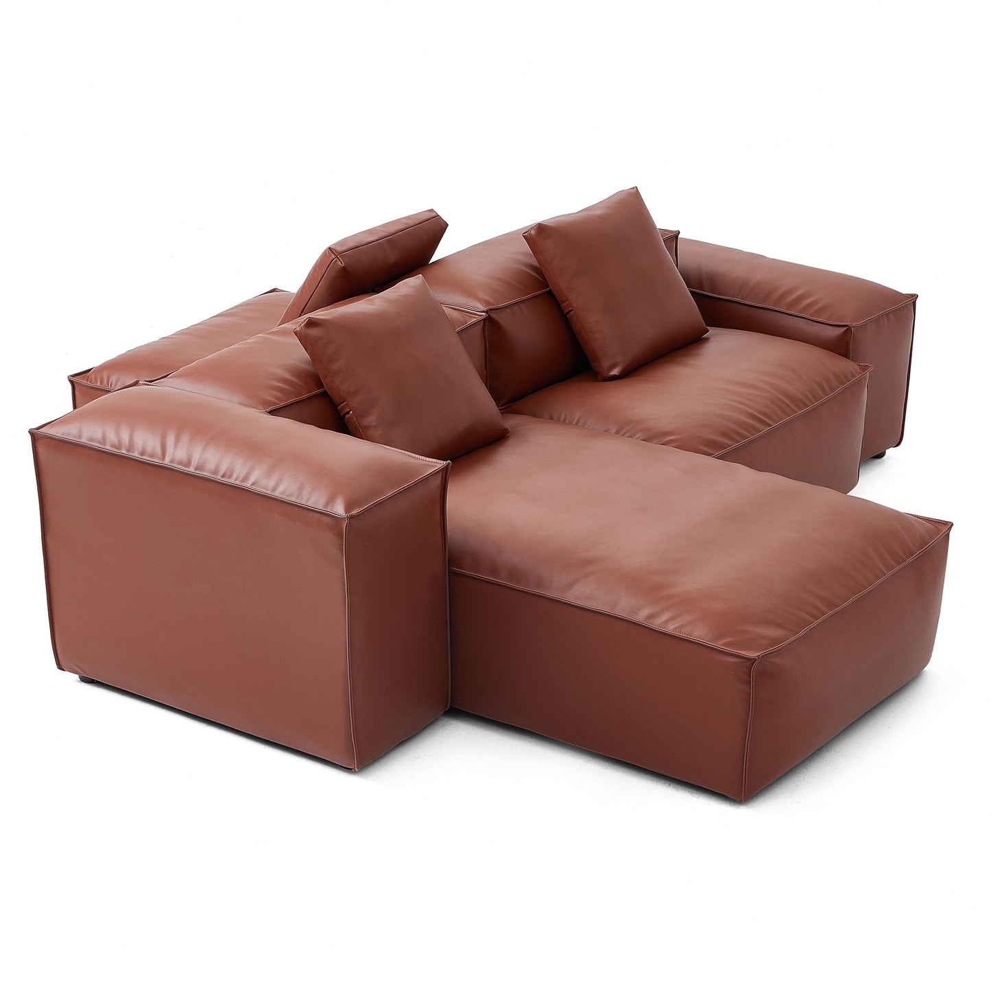 Italian Style Modular Chaise Lounge Double Side Leather Sofa
