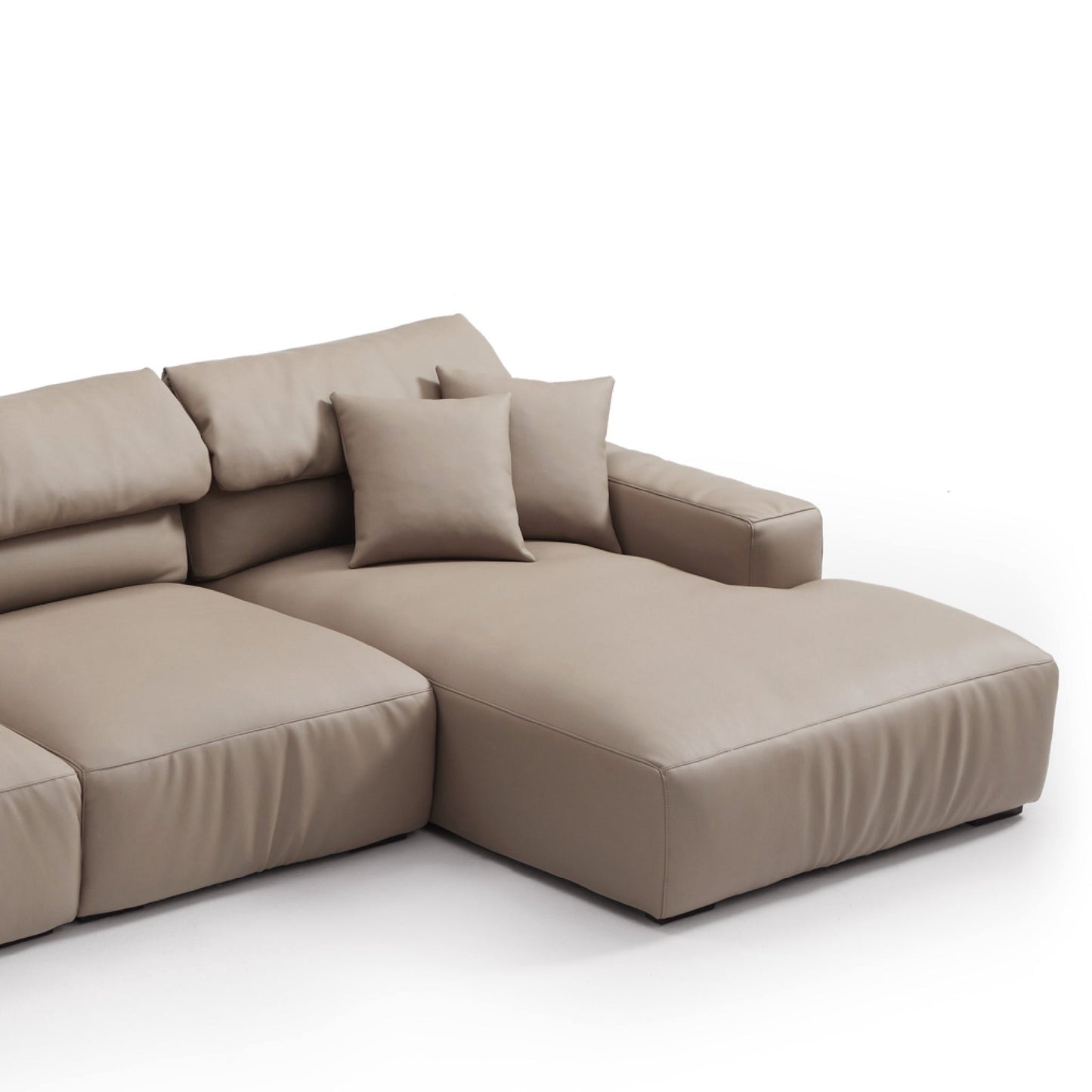 Genuine Leather U-Shape Modular Sectional Sofa with Double Chaise