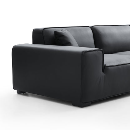 Modern style black genuine leather modular sofa