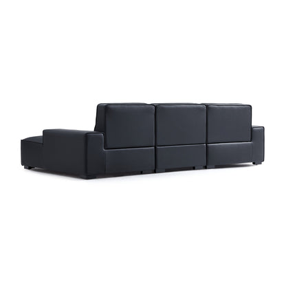 Living room deep seat high back leather sectional sofa with chaise