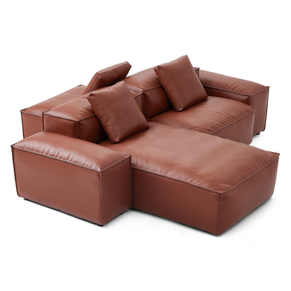 Italian Style Modular Chaise Lounge Double Side Leather Sofa
