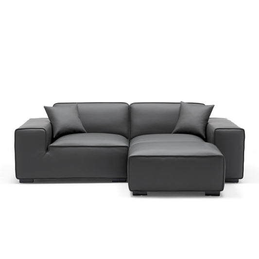 Genuine leather upholstery modular sofa with ottoman