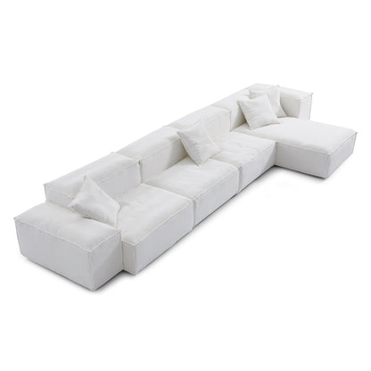Cozy Natural Linen Fabric Removable Cover Sectional Sofa