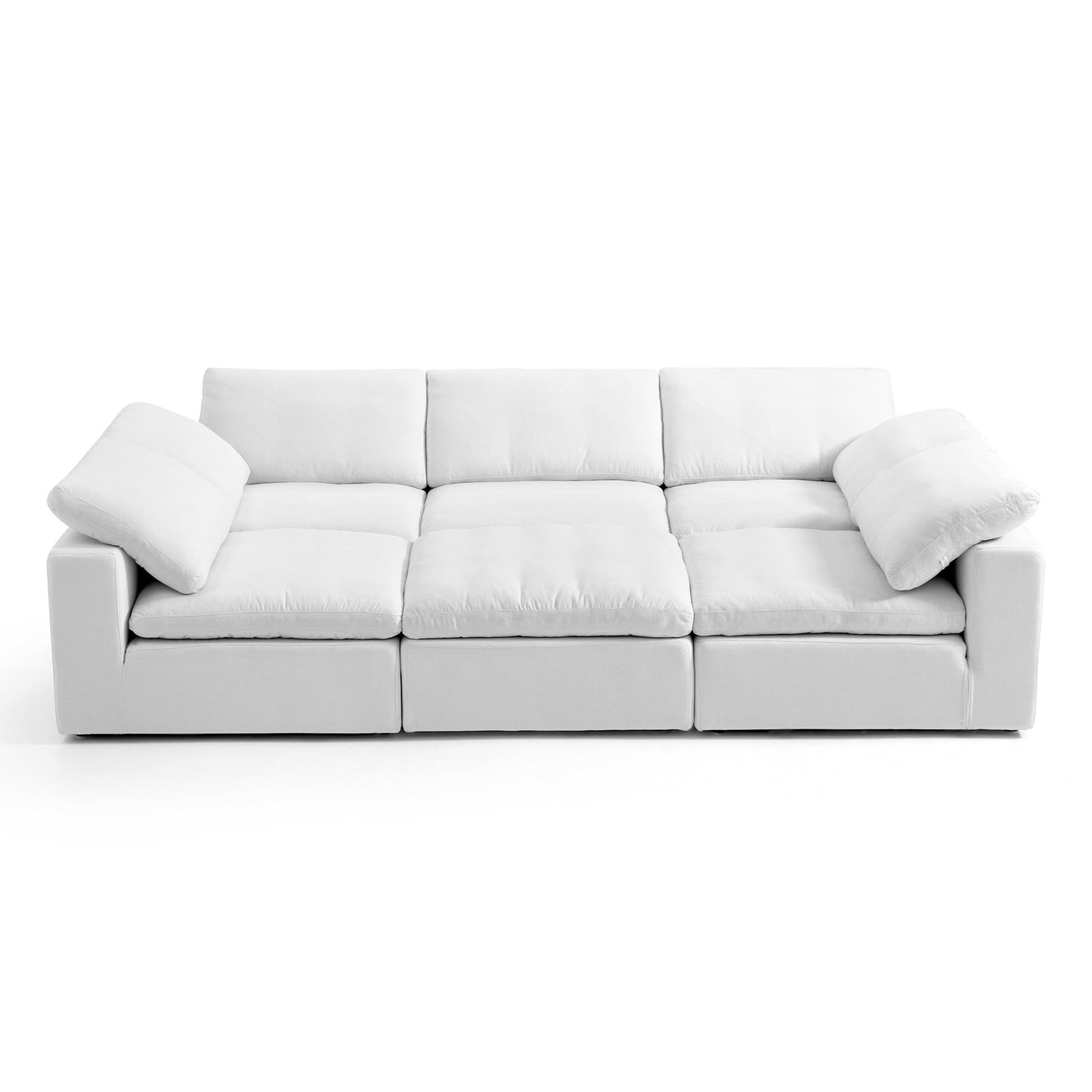 Modular White Fabric Easy Remove Linen Cover Sofa Bed