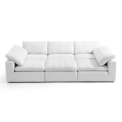 Modular White Fabric Easy Remove Linen Cover Sofa Bed