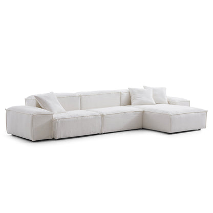 Cozy Natural Linen Fabric Removable Cover Sectional Sofa
