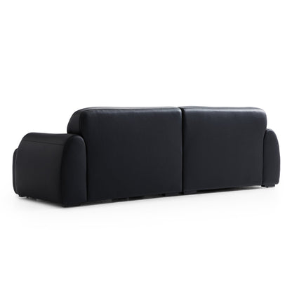 Home furniture office black genuine leather 4 seater sofa