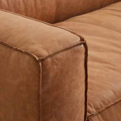Modern brown top grain leather 3-Seater upholstery sofa