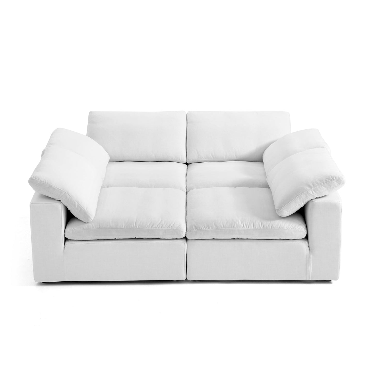 Modular White Fabric Easy Remove Linen Cover Sofa Bed
