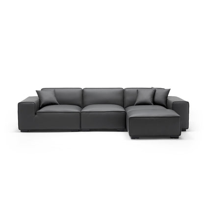 Genuine leather upholstery modular sofa with ottoman