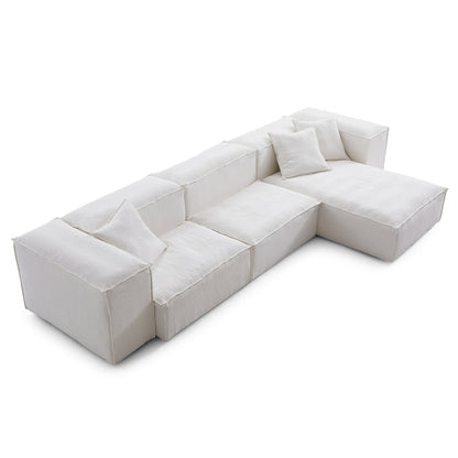 Cozy Natural Linen Fabric Removable Cover Sectional Sofa