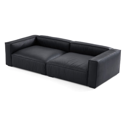 Genuine leather sectional left and right chaise sofa bed