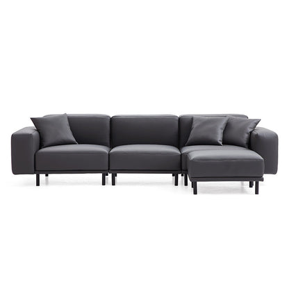 Modern Design Genuine Leather Modular Sofa with Ottoman