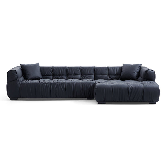 Modern L shape hi tech fabric living room sofa black